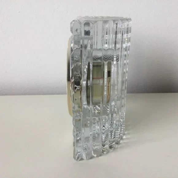 Mikasa Art Deco Vintage Table Shelf Desk Clock B Germany Crystal Semicylinder - Picture 5 of 11